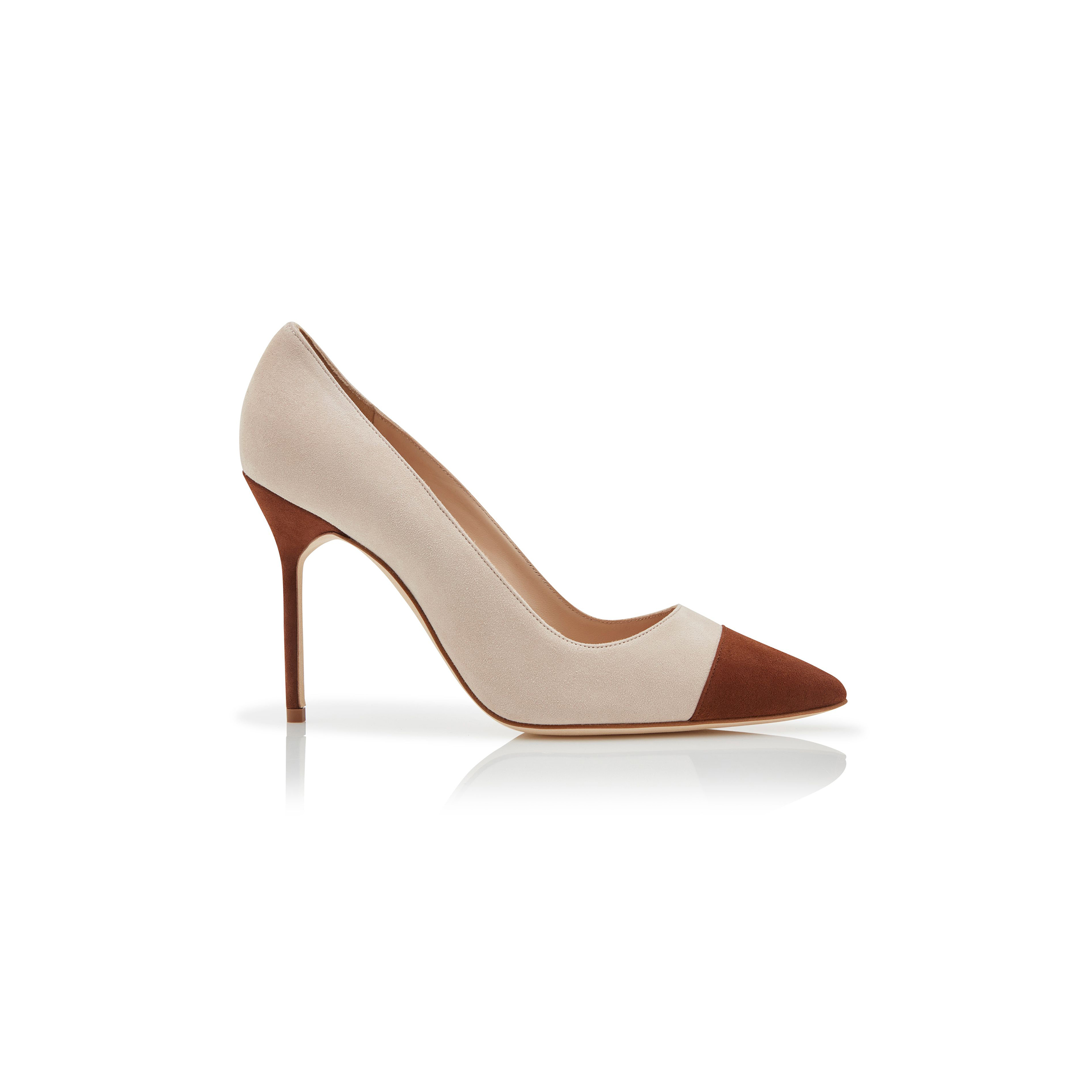 man010 B1ahn*k capcour brown and beige suede pointed toe pumps 424-1966-0004